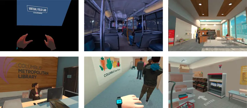 Storyboard of still images from VR experience